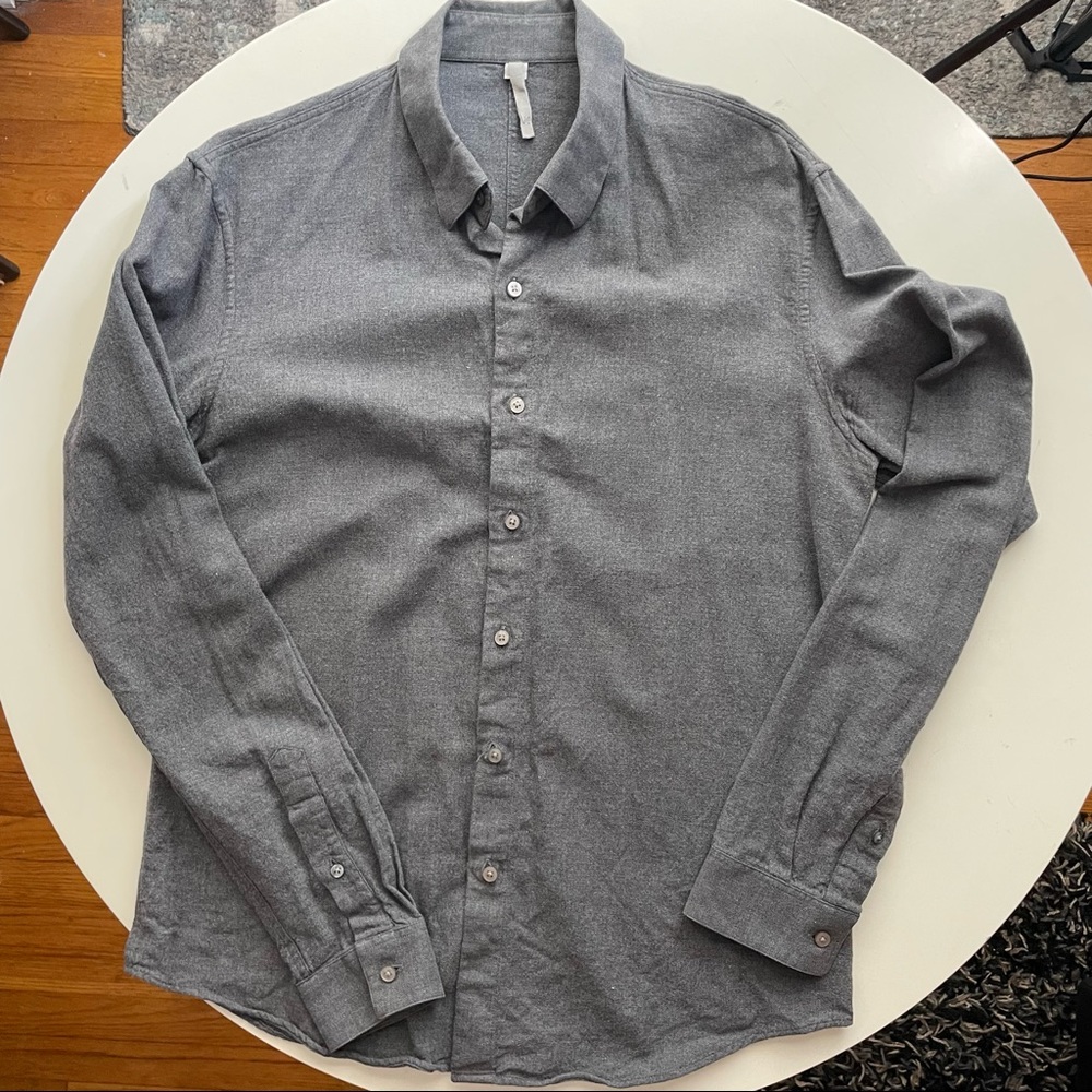 KIN Slim Fit Lightweight Solid Gray Flannel Button Shirt